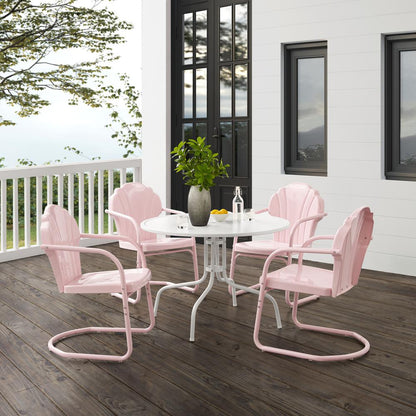 Tulip 5Pc Retro Outdoor Dining Set - Dining Table & 4 Chairs