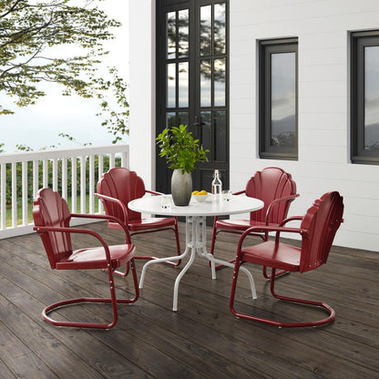 Tulip 5Pc Retro Outdoor Dining Set - Dining Table & 4 Chairs
