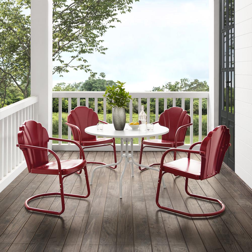 Tulip 5Pc Retro Outdoor Dining Set - Dining Table & 4 Chairs