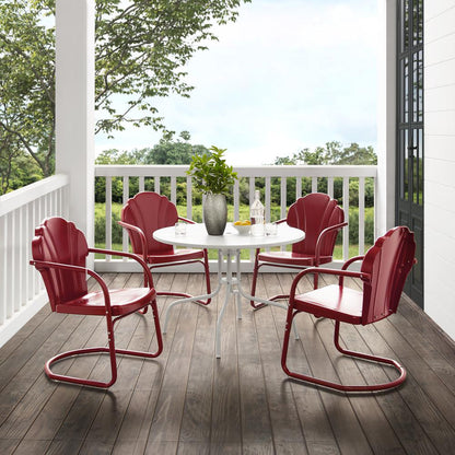 Tulip 5Pc Retro Outdoor Dining Set - Dining Table & 4 Chairs