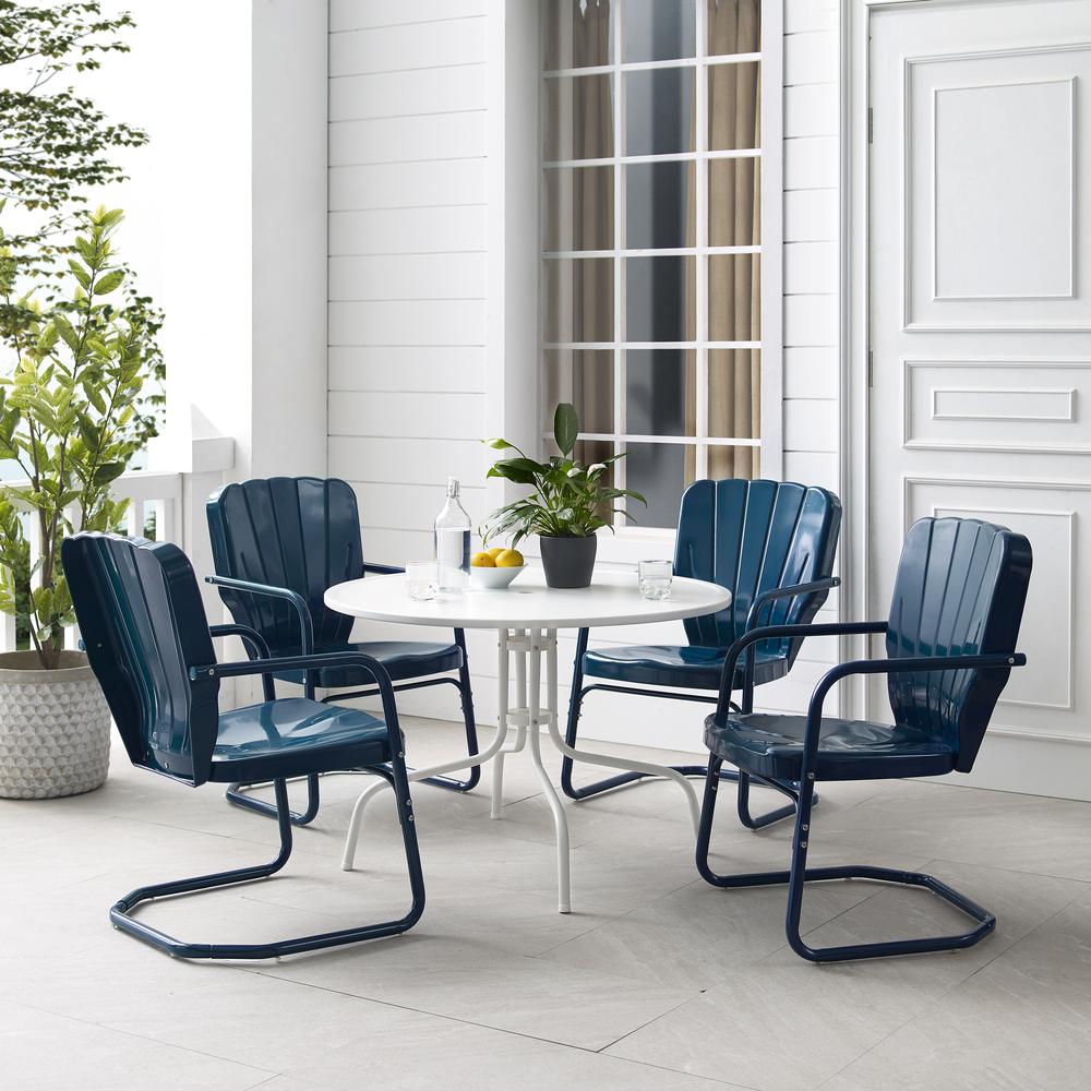 Ridgeland 5Pc Round Retro Outdoor Dining Set - Dining Table & 4 Chairs