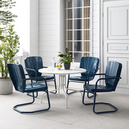 Ridgeland 5Pc Round Retro Outdoor Dining Set - Dining Table & 4 Chairs