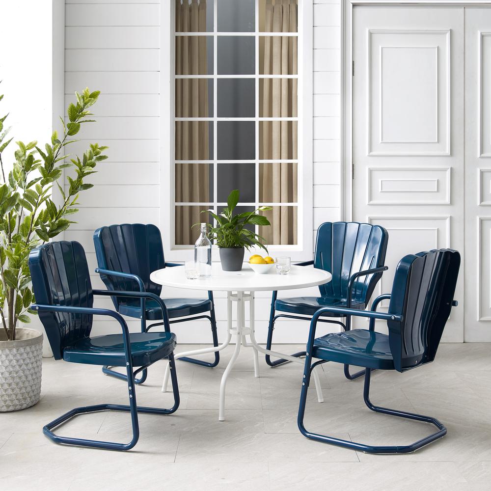 Ridgeland 5Pc Round Retro Outdoor Dining Set - Dining Table & 4 Chairs