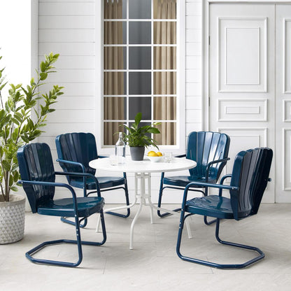 Ridgeland 5Pc Round Retro Outdoor Dining Set - Dining Table & 4 Chairs