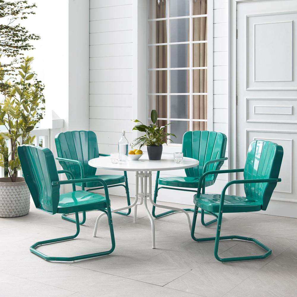 Ridgeland 5Pc Round Retro Outdoor Dining Set - Dining Table & 4 Chairs