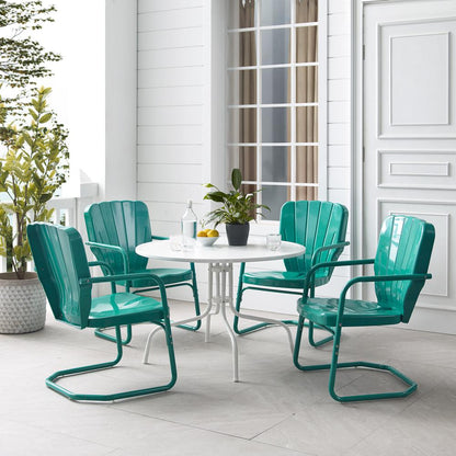 Ridgeland 5Pc Round Retro Outdoor Dining Set - Dining Table & 4 Chairs