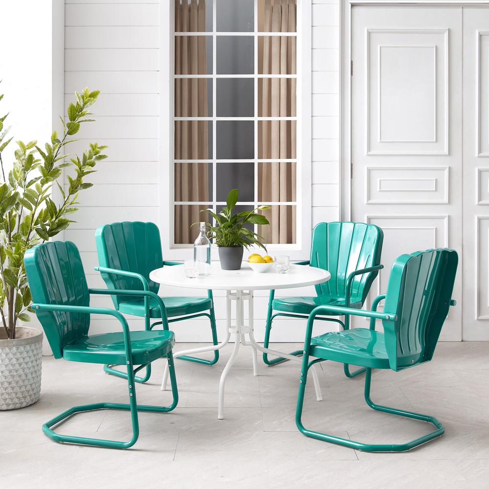 Ridgeland 5Pc Round Retro Outdoor Dining Set - Dining Table & 4 Chairs