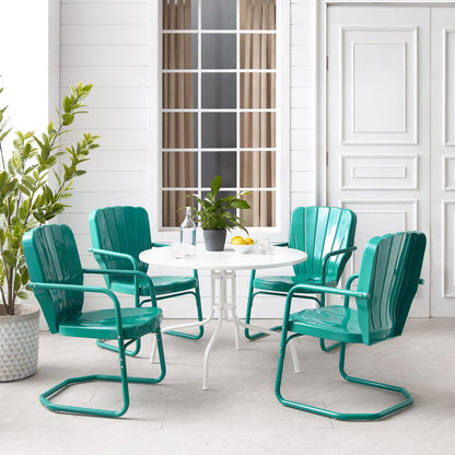 Ridgeland 5Pc Round Retro Outdoor Dining Set - Dining Table & 4 Chairs