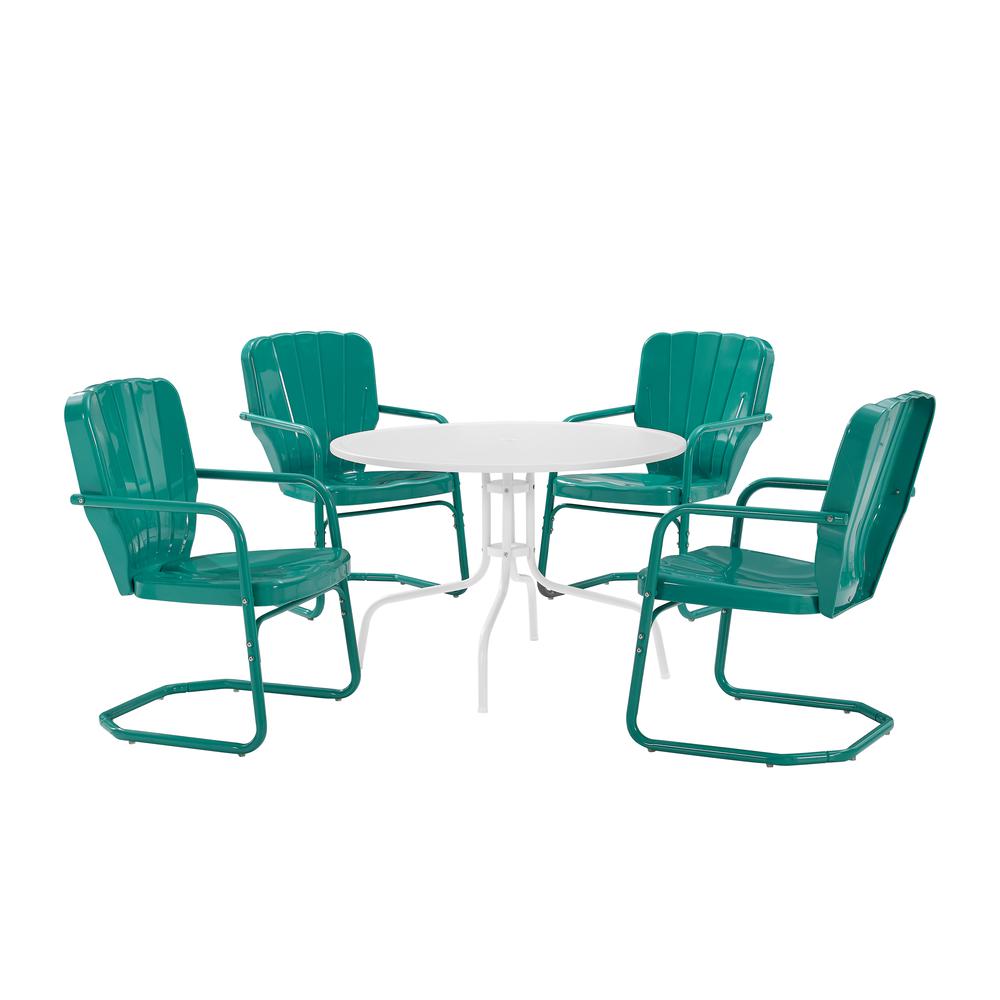 Ridgeland 5Pc Round Retro Outdoor Dining Set - Dining Table & 4 Chairs