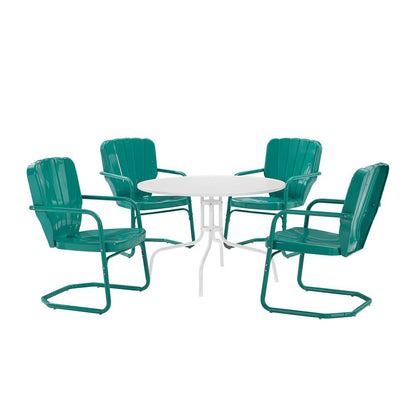 Ridgeland 5Pc Round Retro Outdoor Dining Set - Dining Table & 4 Chairs