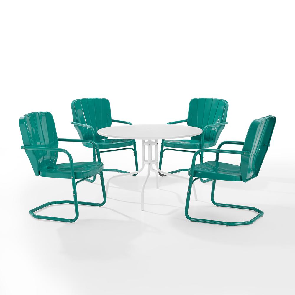 Ridgeland 5Pc Round Retro Outdoor Dining Set - Dining Table & 4 Chairs