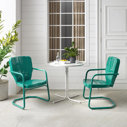 Ridgeland 3Pc Retro Outdoor Bistro Set - Bistro Table & 2 Chairs