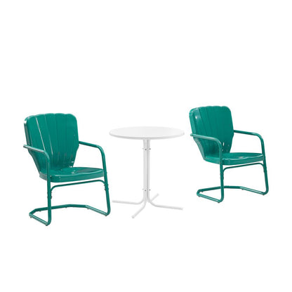 Ridgeland 3Pc Retro Outdoor Bistro Set - Bistro Table & 2 Chairs