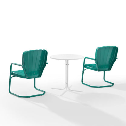 Ridgeland 3Pc Retro Outdoor Bistro Set - Bistro Table & 2 Chairs