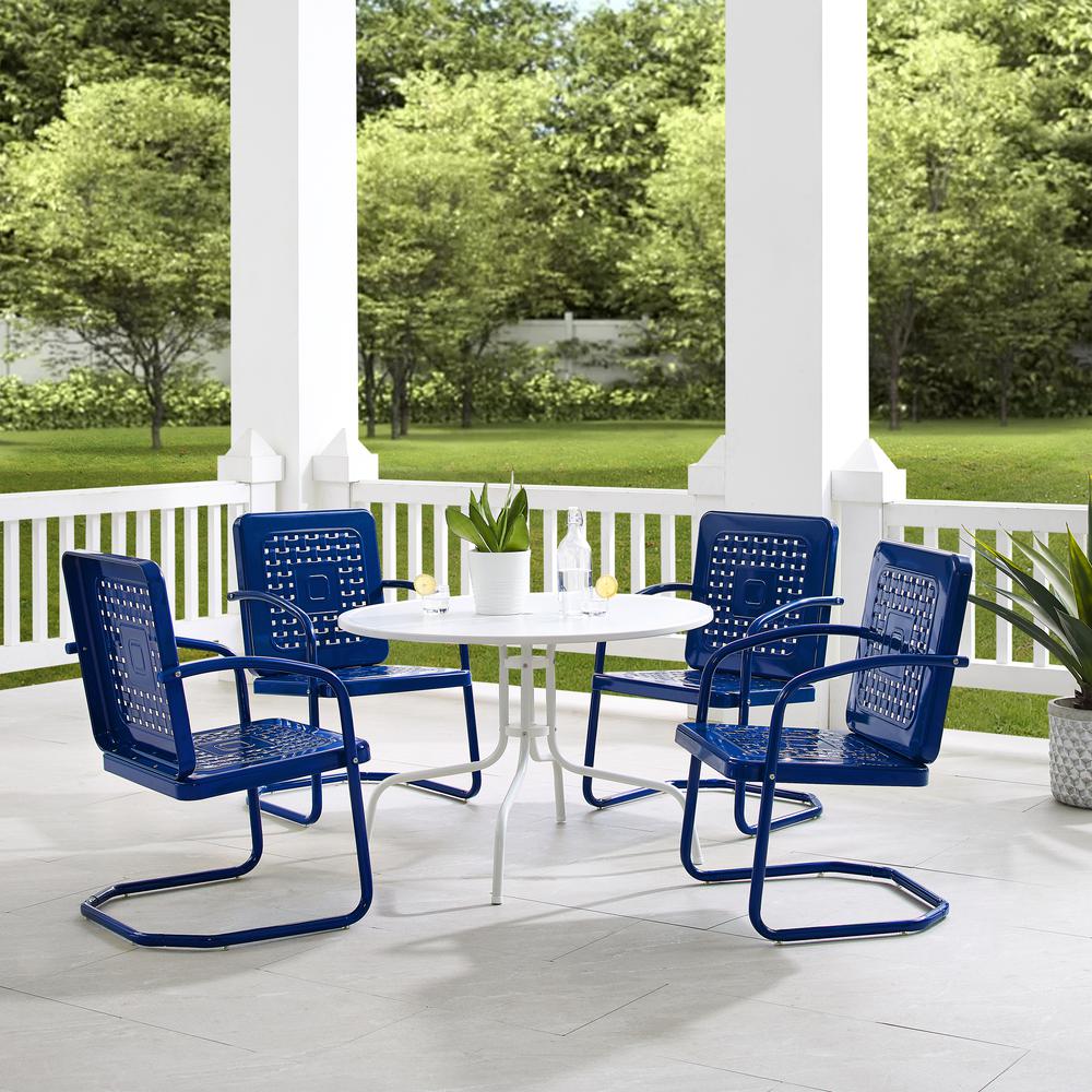 Bates 5Pc Round Retro Outdoor Dining Set - Dining Table & 4 Armchairs