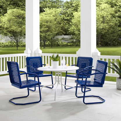 Bates 5Pc Round Retro Outdoor Dining Set - Dining Table & 4 Armchairs