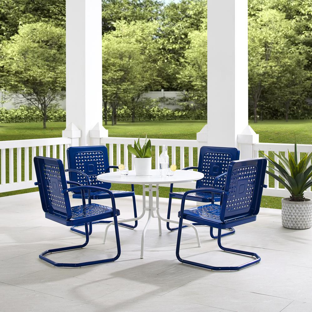 Bates 5Pc Round Retro Outdoor Dining Set - Dining Table & 4 Armchairs