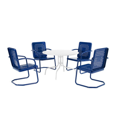 Bates 5Pc Round Retro Outdoor Dining Set - Dining Table & 4 Armchairs