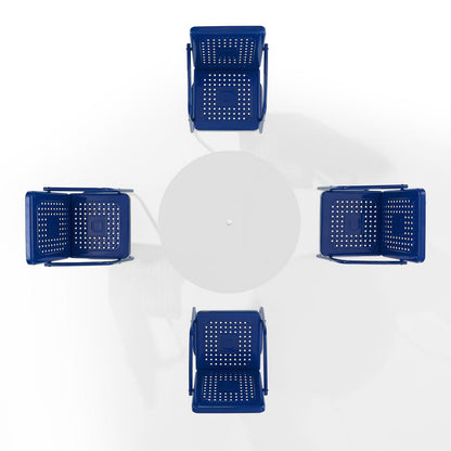 Bates 5Pc Round Retro Outdoor Dining Set - Dining Table & 4 Armchairs