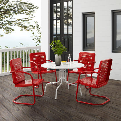 Bates 5Pc Round Retro Outdoor Dining Set - Dining Table & 4 Armchairs