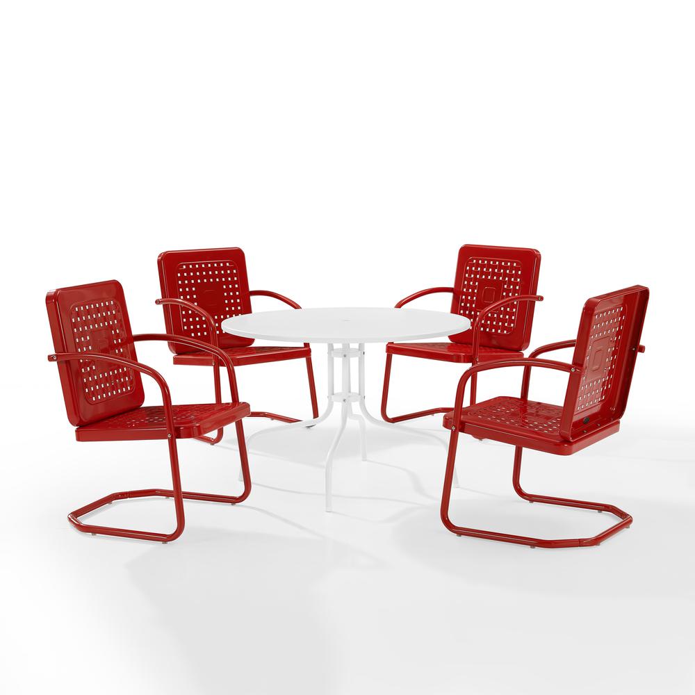 Bates 5Pc Round Retro Outdoor Dining Set - Dining Table & 4 Armchairs