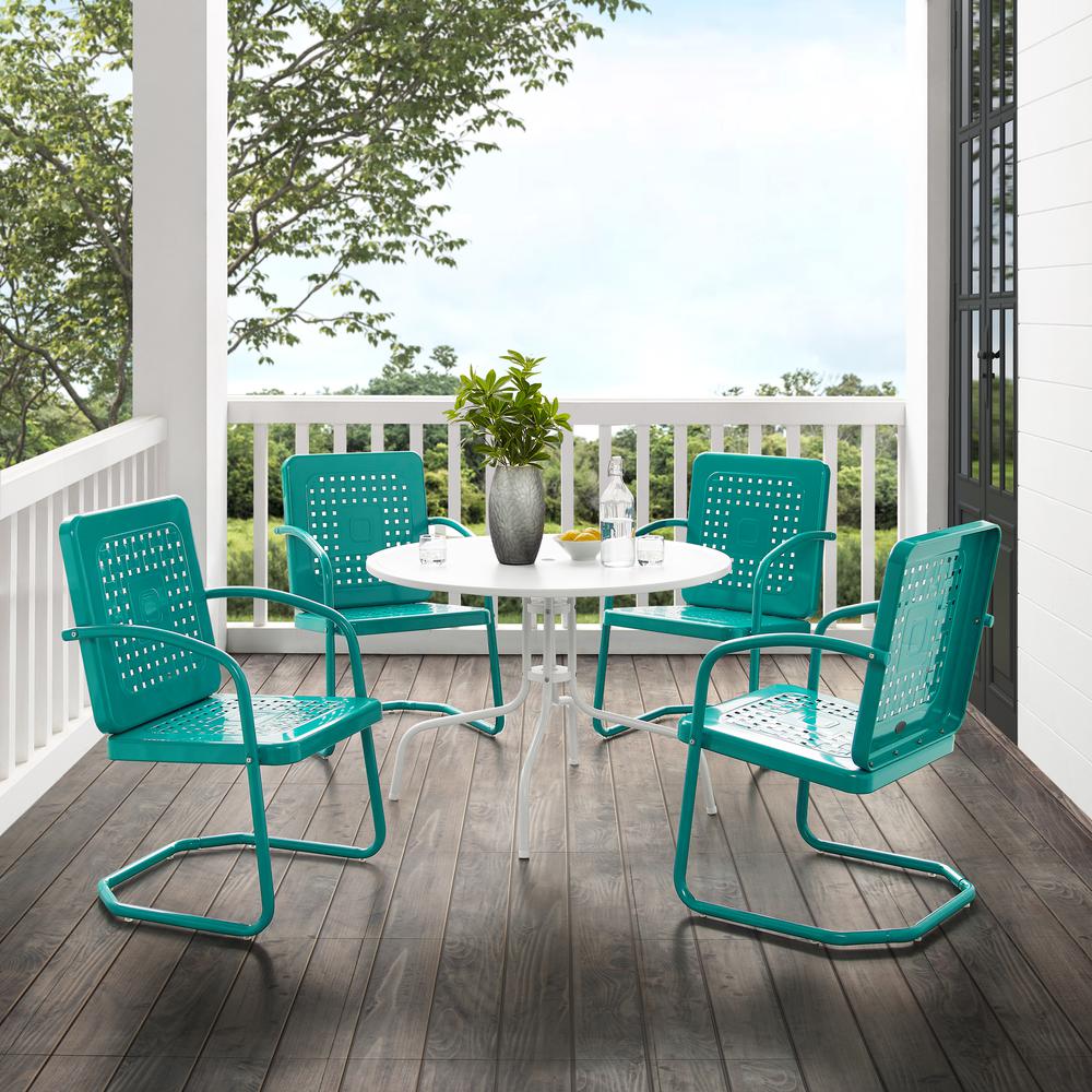 Bates 5Pc Round Retro Outdoor Dining Set - Dining Table & 4 Armchairs