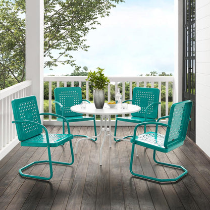 Bates 5Pc Round Retro Outdoor Dining Set - Dining Table & 4 Armchairs
