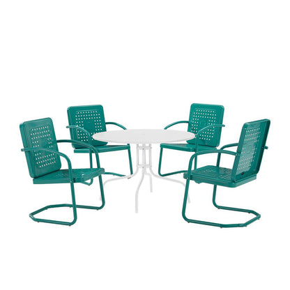 Bates 5Pc Round Retro Outdoor Dining Set - Dining Table & 4 Armchairs