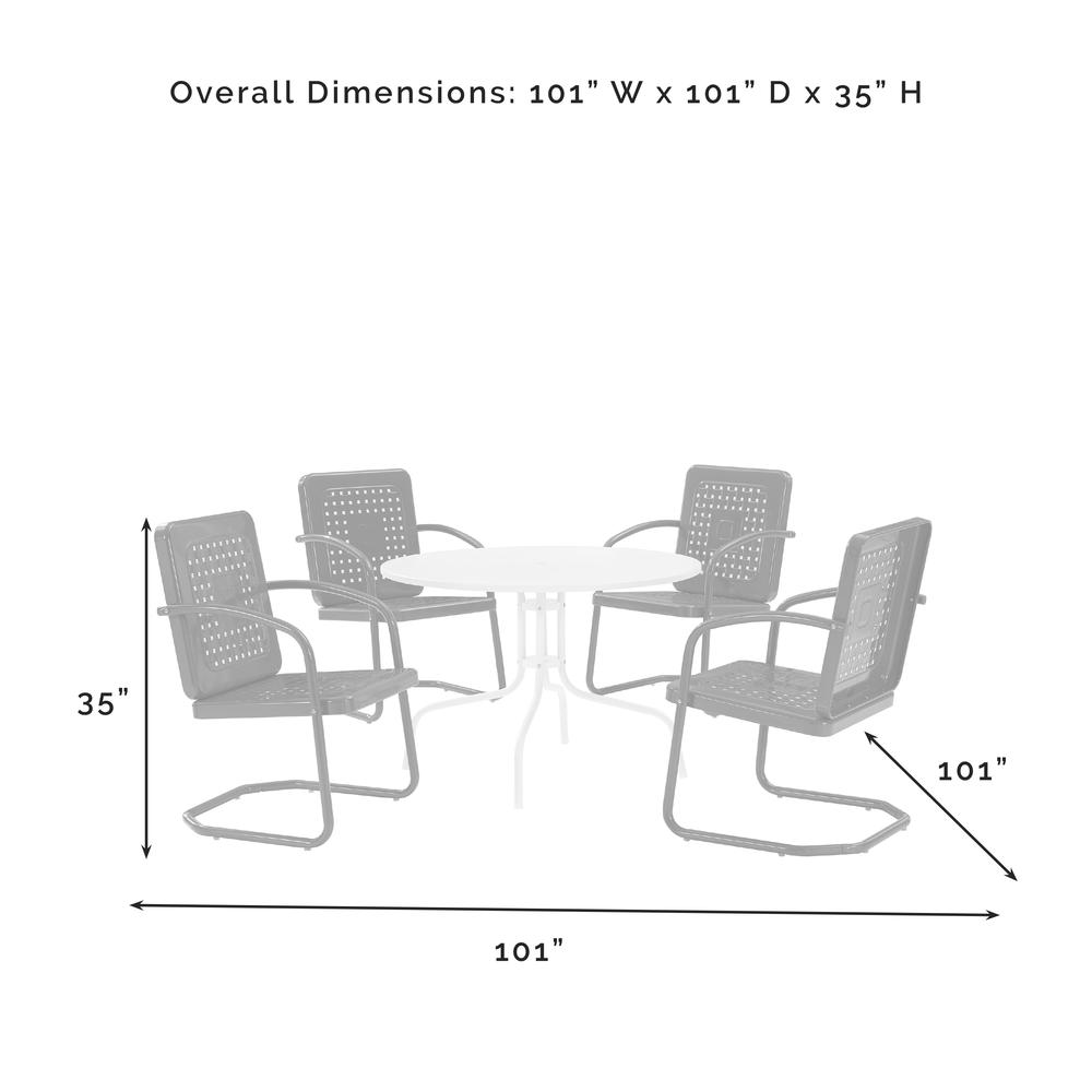Bates 5Pc Round Retro Outdoor Dining Set - Dining Table & 4 Armchairs