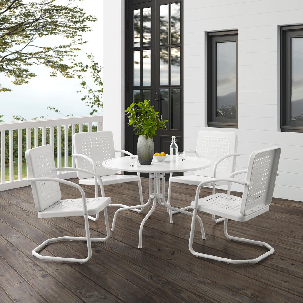 Bates 5Pc Round Retro Outdoor Dining Set - Dining Table & 4 Armchairs