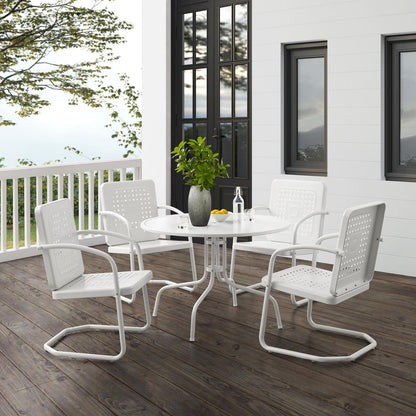 Bates 5Pc Round Retro Outdoor Dining Set - Dining Table & 4 Armchairs