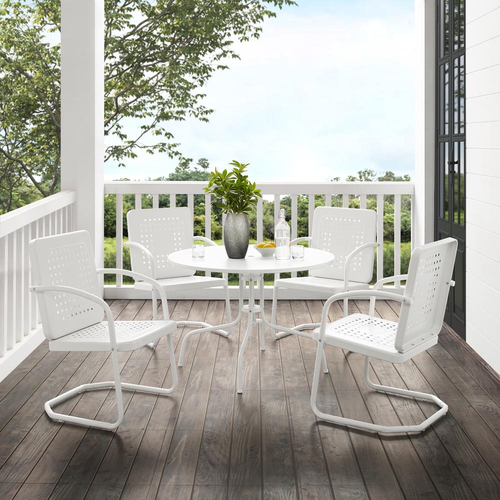 Bates 5Pc Round Retro Outdoor Dining Set - Dining Table & 4 Armchairs