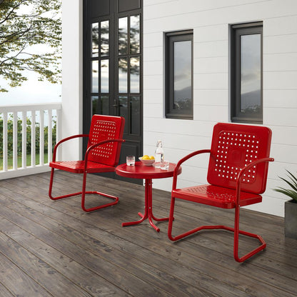 Bates 3Pc Retro Outdoor Chair Set - Side Table & 2 Armchairs