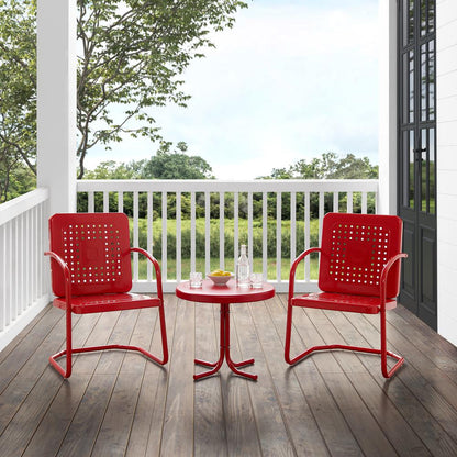 Bates 3Pc Retro Outdoor Chair Set - Side Table & 2 Armchairs