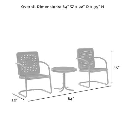 Bates 3Pc Retro Outdoor Chair Set - Side Table & 2 Armchairs