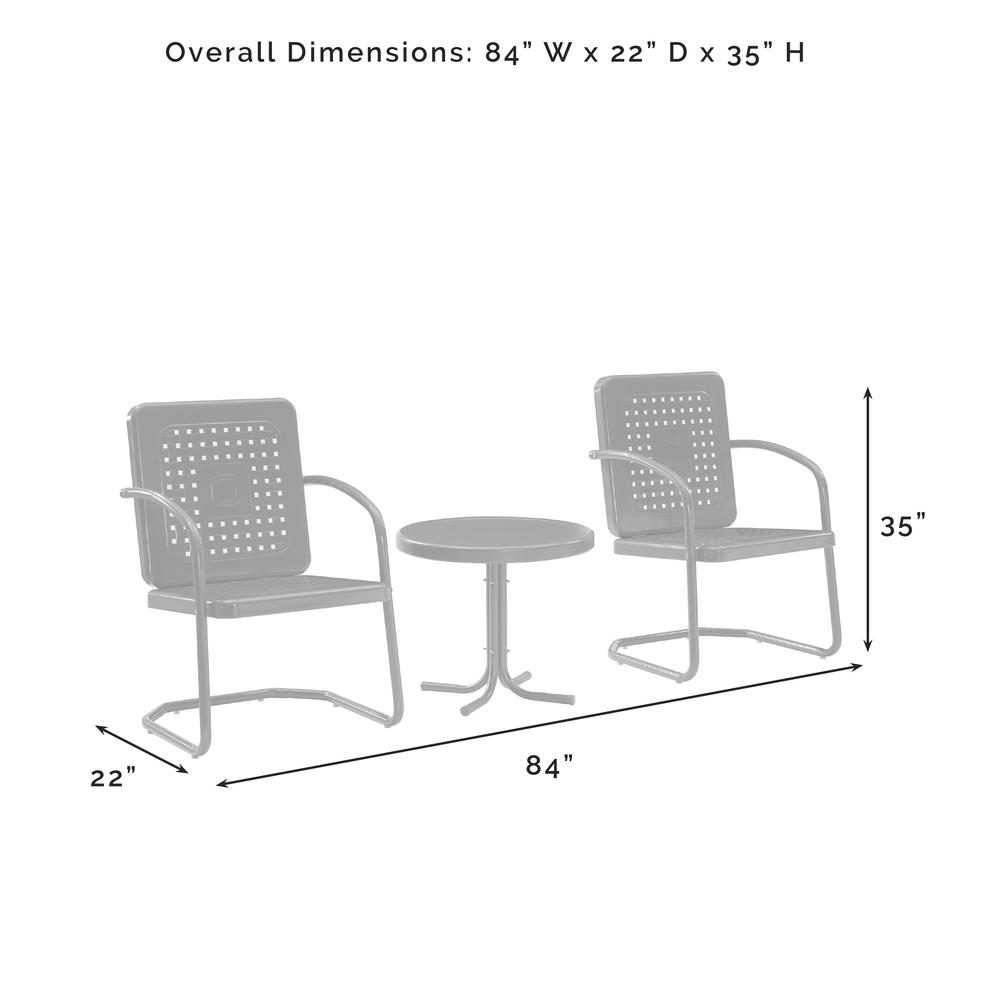 Bates 3Pc Retro Outdoor Chair Set - Side Table & 2 Armchairs