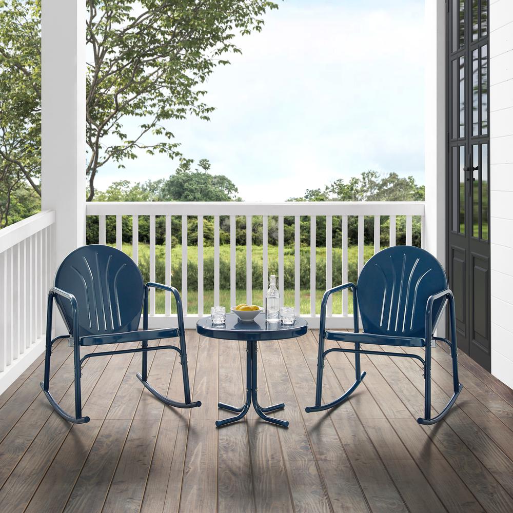 Griffith 3Pc Retro Outdoor Rocking Chair Set - Side Table & 2 Rocking Chairs