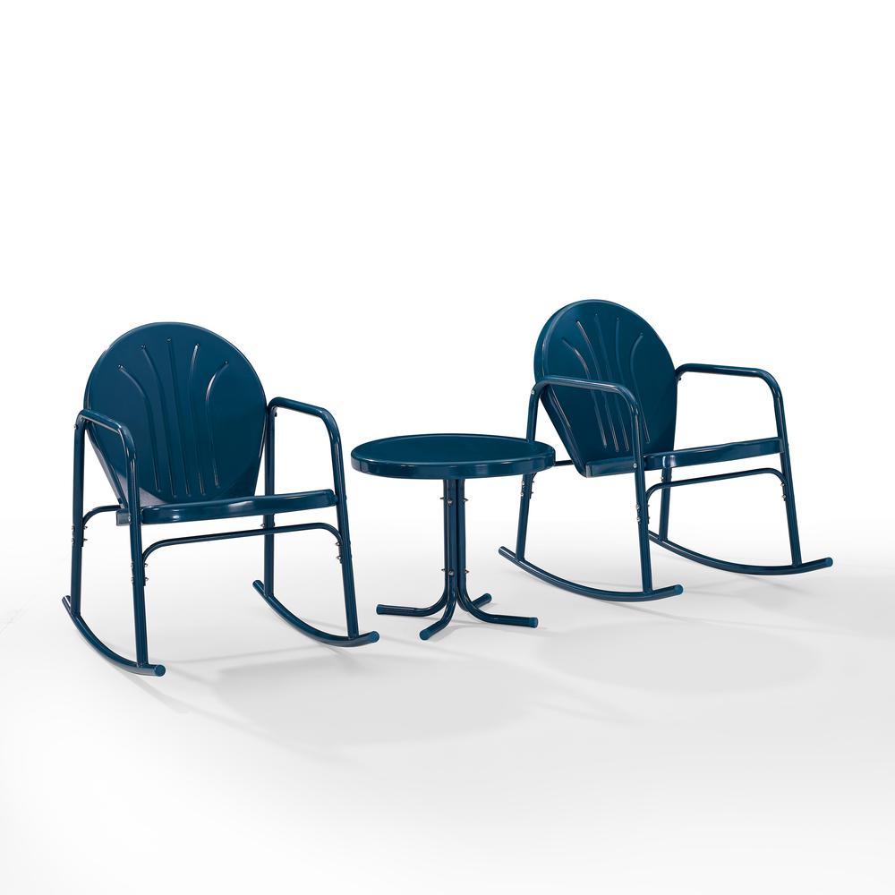 Griffith 3Pc Retro Outdoor Rocking Chair Set - Side Table & 2 Rocking Chairs