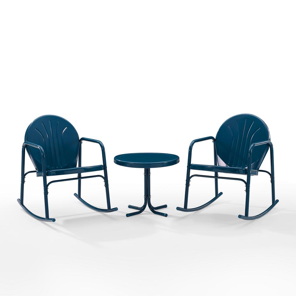 Griffith 3Pc Retro Outdoor Rocking Chair Set - Side Table & 2 Rocking Chairs