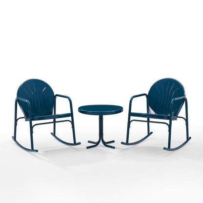 Griffith 3Pc Retro Outdoor Rocking Chair Set - Side Table & 2 Rocking Chairs