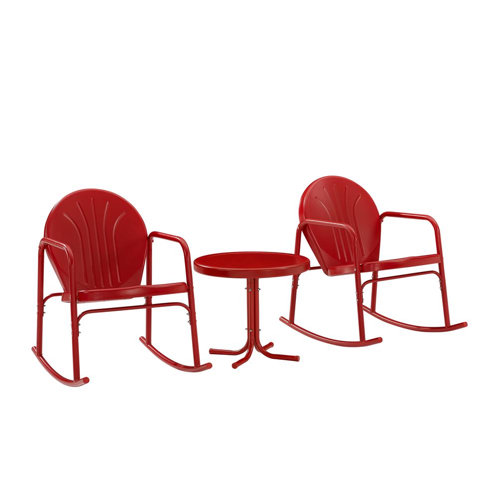 Griffith 3Pc Retro Outdoor Rocking Chair Set - Side Table & 2 Rocking Chairs