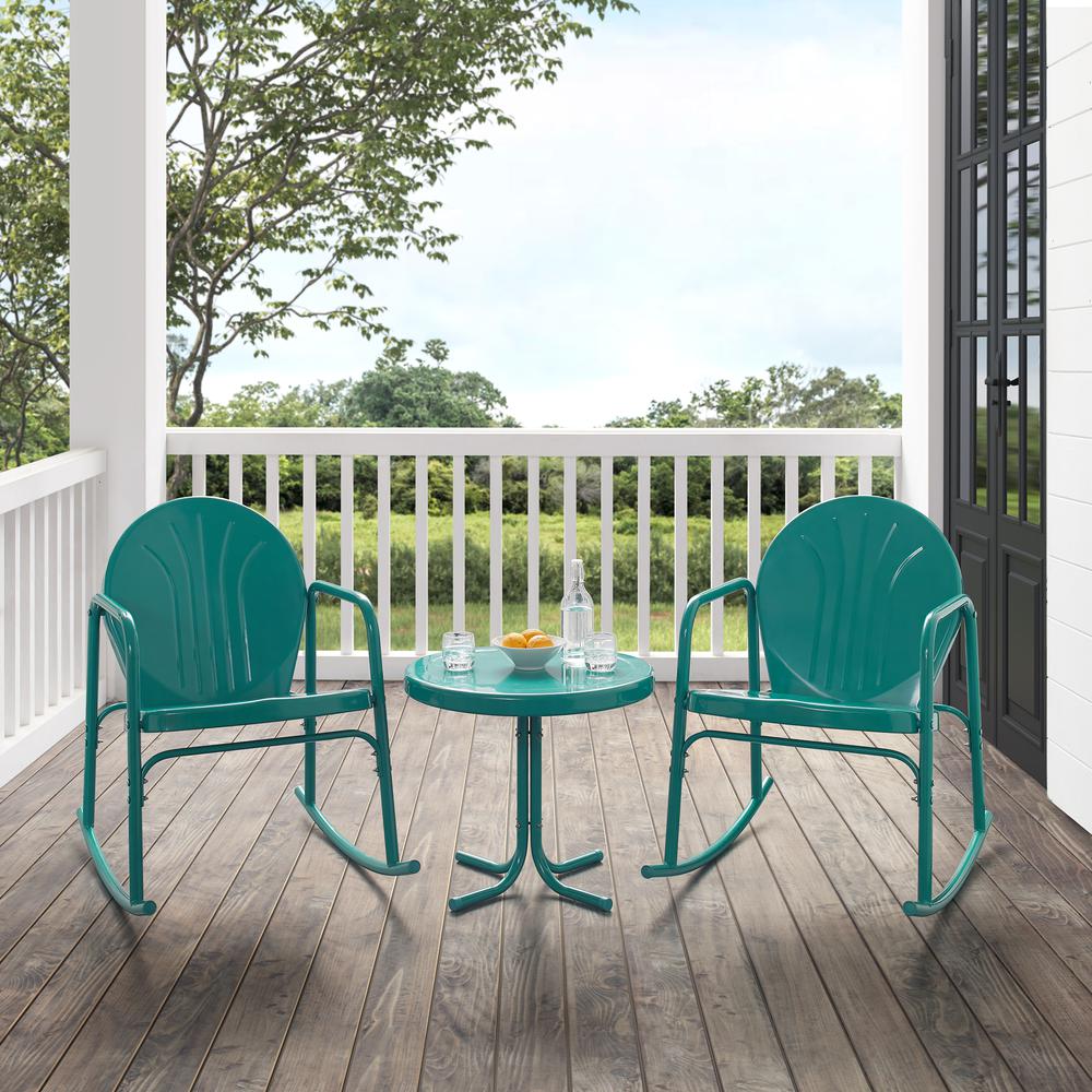 Griffith 3Pc Retro Outdoor Rocking Chair Set - Side Table & 2 Rocking Chairs