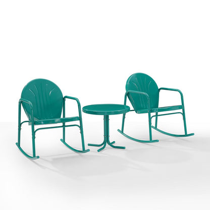 Griffith 3Pc Retro Outdoor Rocking Chair Set - Side Table & 2 Rocking Chairs
