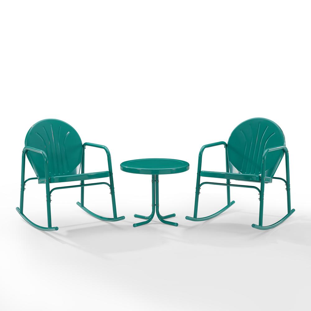 Griffith 3Pc Retro Outdoor Rocking Chair Set - Side Table & 2 Rocking Chairs