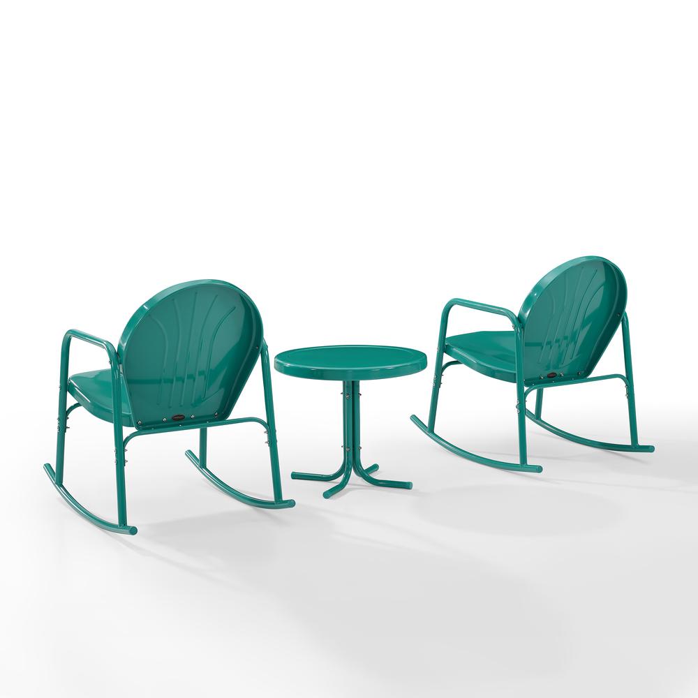 Griffith 3Pc Retro Outdoor Rocking Chair Set - Side Table & 2 Rocking Chairs