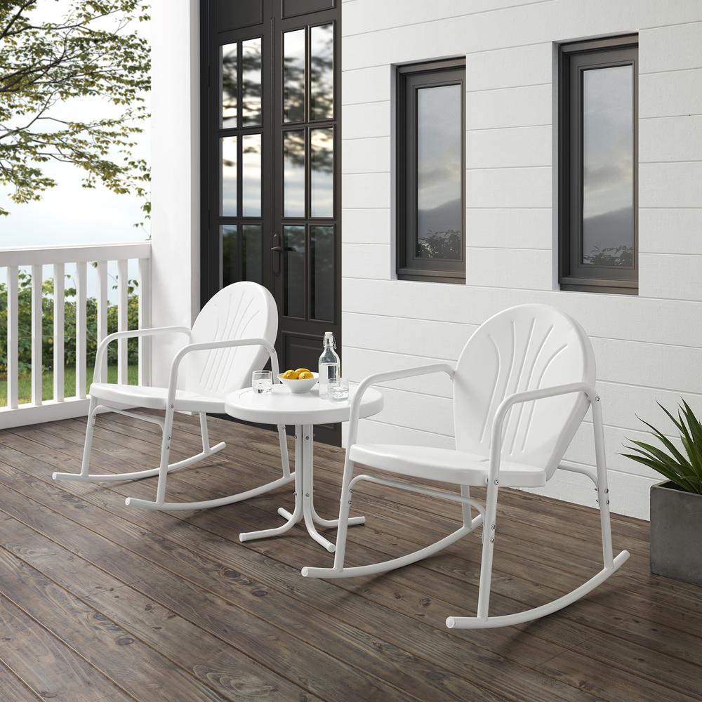 Griffith 3Pc Retro Outdoor Rocking Chair Set - Side Table & 2 Rocking Chairs