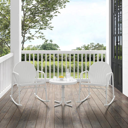 Griffith 3Pc Retro Outdoor Rocking Chair Set - Side Table & 2 Rocking Chairs