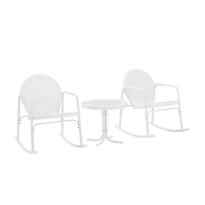 Griffith 3Pc Retro Outdoor Rocking Chair Set - Side Table & 2 Rocking Chairs