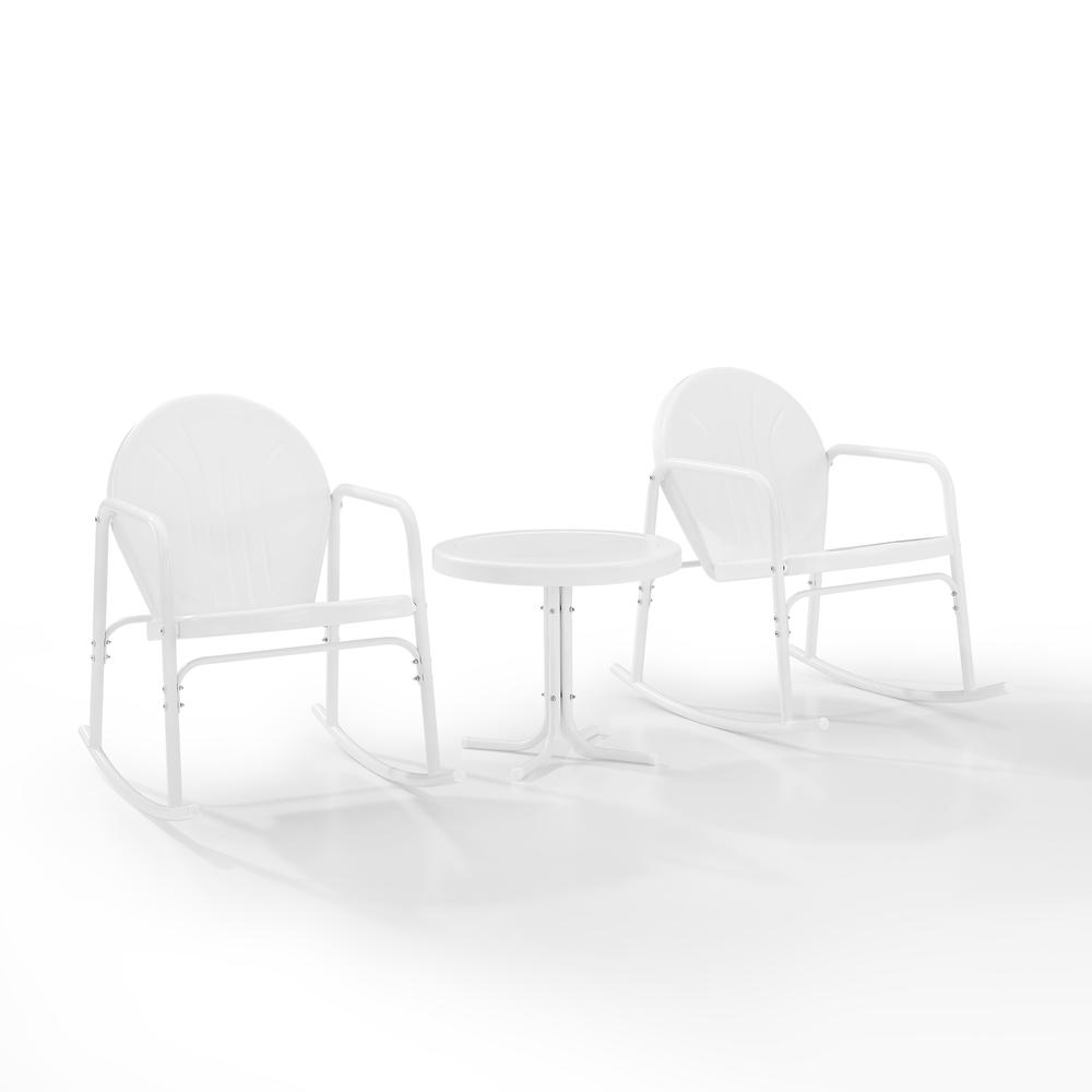 Griffith 3Pc Retro Outdoor Rocking Chair Set - Side Table & 2 Rocking Chairs