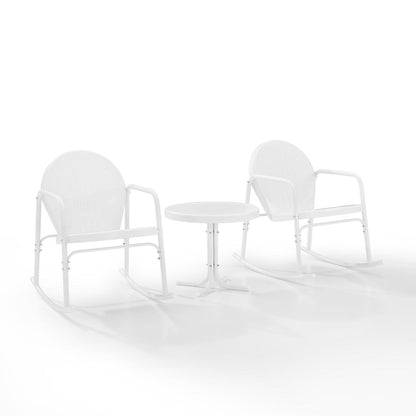 Griffith 3Pc Retro Outdoor Rocking Chair Set - Side Table & 2 Rocking Chairs